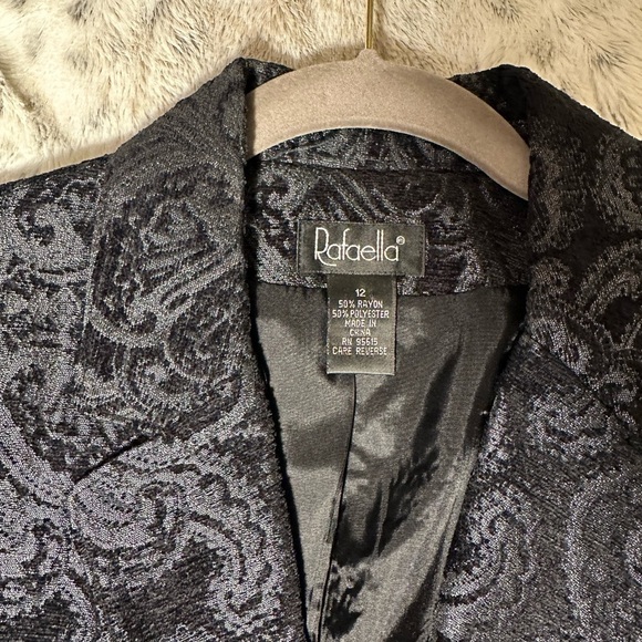 Rafaella Women’s Blazer, Black With Dark Green Details, very unique size 12 - Picture 4 of 6